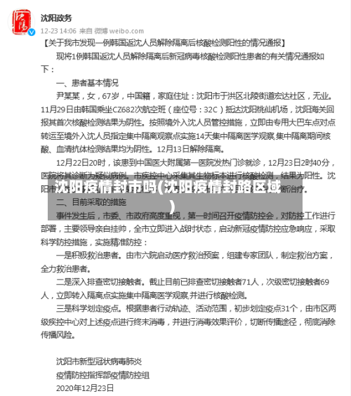 沈阳疫情封市吗(沈阳疫情封路区域)-第2张图片