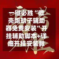 一键必胜“微壳跑胡子辅助器免费安装	”开挂辅助脚本+详细开挂安装教程-第3张图片