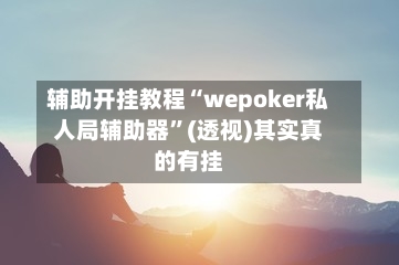 辅助开挂教程“wepoker私人局辅助器”(透视)其实真的有挂