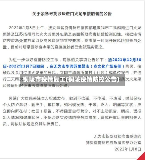 铜陵市疫情复工(铜陵疫情防控公告)-第2张图片