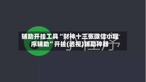 辅助开挂工具“财神十三张微信小程序辅助	”开挂(透视)辅助神器-第3张图片