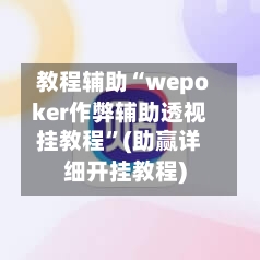 教程辅助“wepoker作弊辅助透视挂教程”(助赢详细开挂教程)-第2张图片