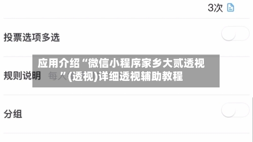 应用介绍“微信小程序家乡大贰透视”(透视)详细透视辅助教程-第2张图片