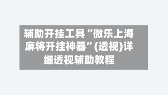 辅助开挂工具“微乐上海麻将开挂神器”(透视)详细透视辅助教程-第2张图片
