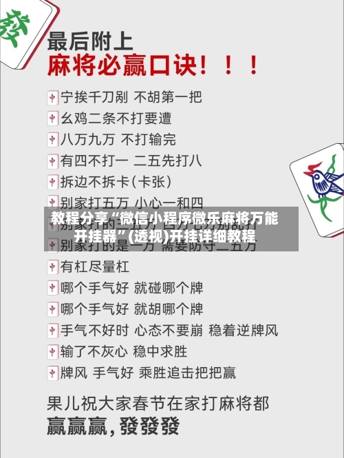 教程分享“微信小程序微乐麻将万能开挂器	”(透视)开挂详细教程-第3张图片