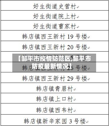 【邹平市疫情防范区,邹平市防疫最新情况】