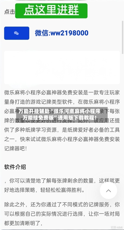 万能开挂辅助“微乐河南麻将小程序万能挂免费版”通用版下载教程！-第2张图片