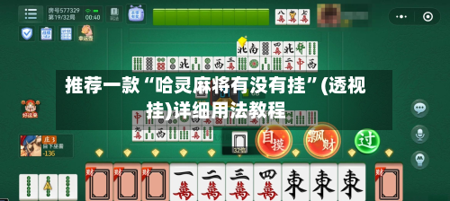 推荐一款“哈灵麻将有没有挂”(透视挂)详细用法教程-第2张图片