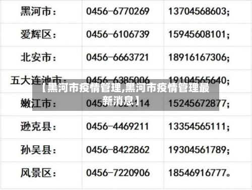 【黑河市疫情管理,黑河市疫情管理最新消息】